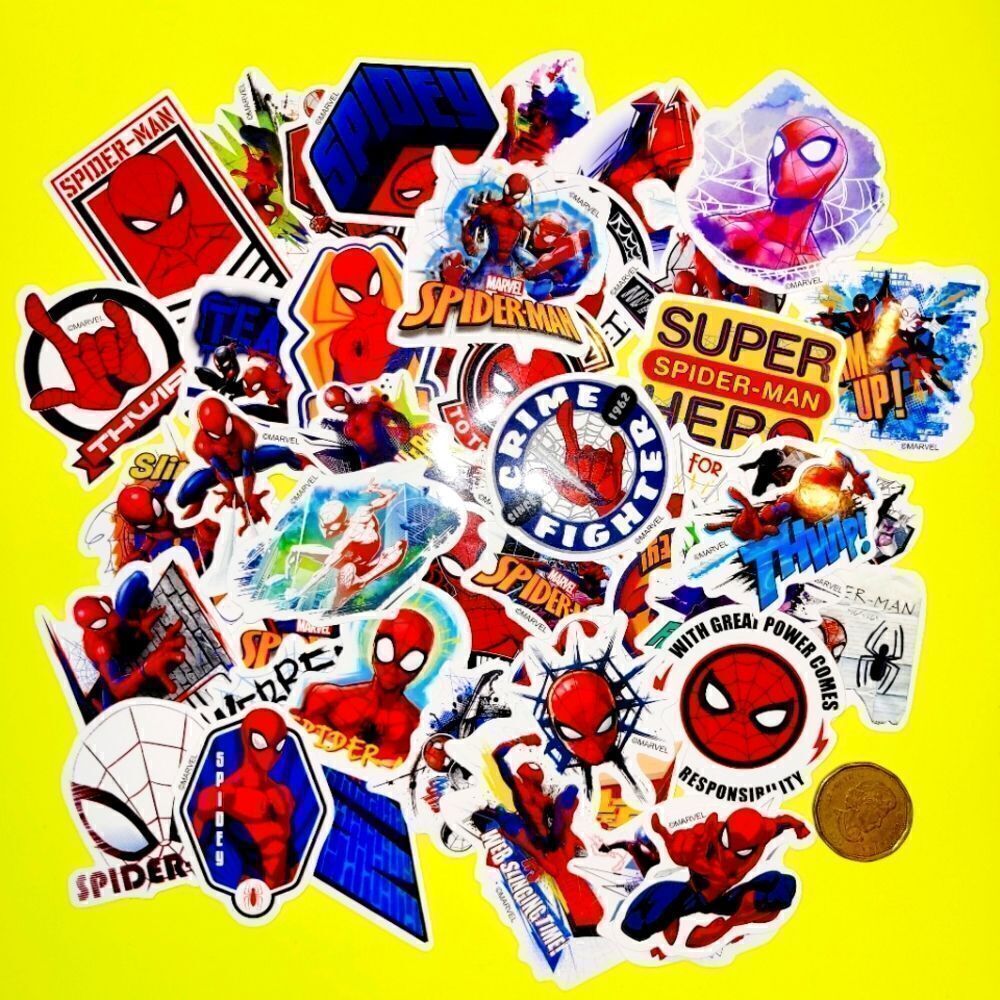 Brand New 50pcs Marvel Spiderman Waterproof Stickers
